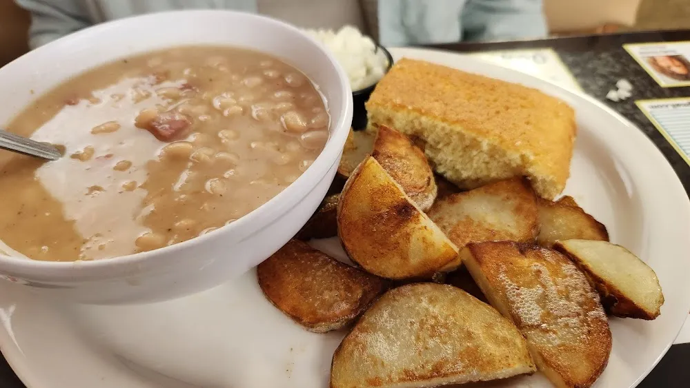 Beans Cornbread and Fried Potatoes